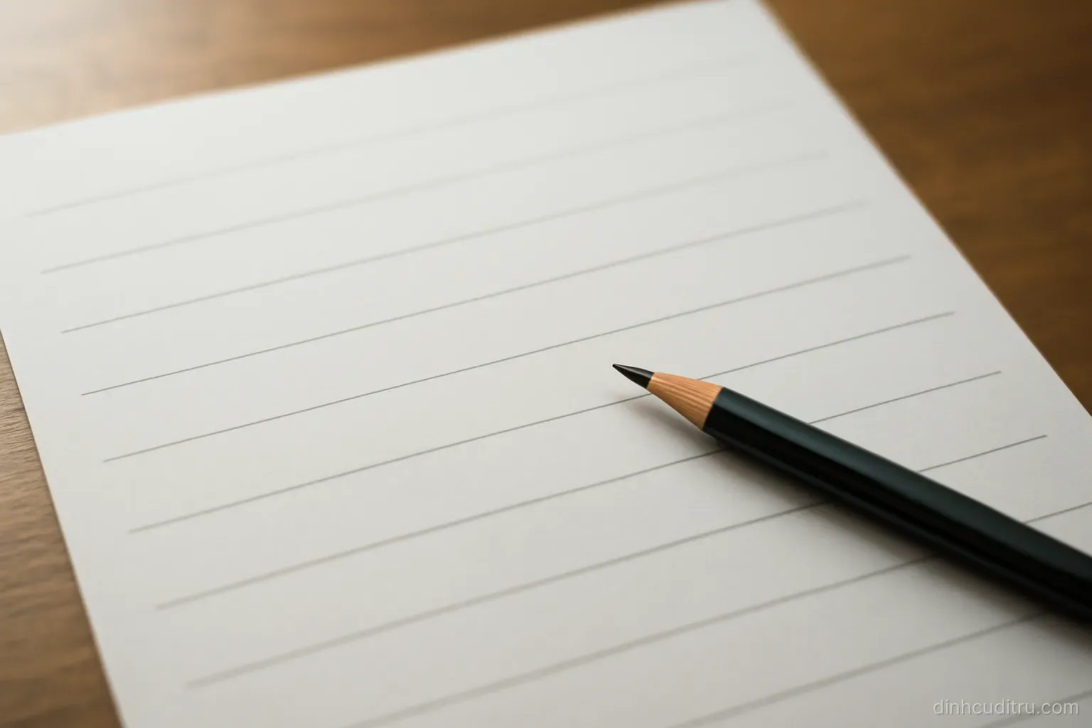 a large sheet of paper with four horizontal lines drawn across it and a pencil at the corner